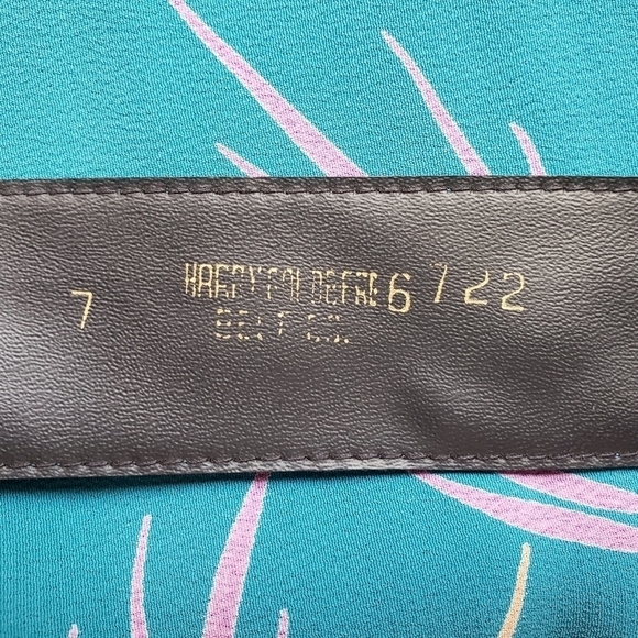 Vintage Turquoise Bird Iris Strapy Back Sheath Midi Dress Cap Sleeve Size Small - Picture 13 of 13